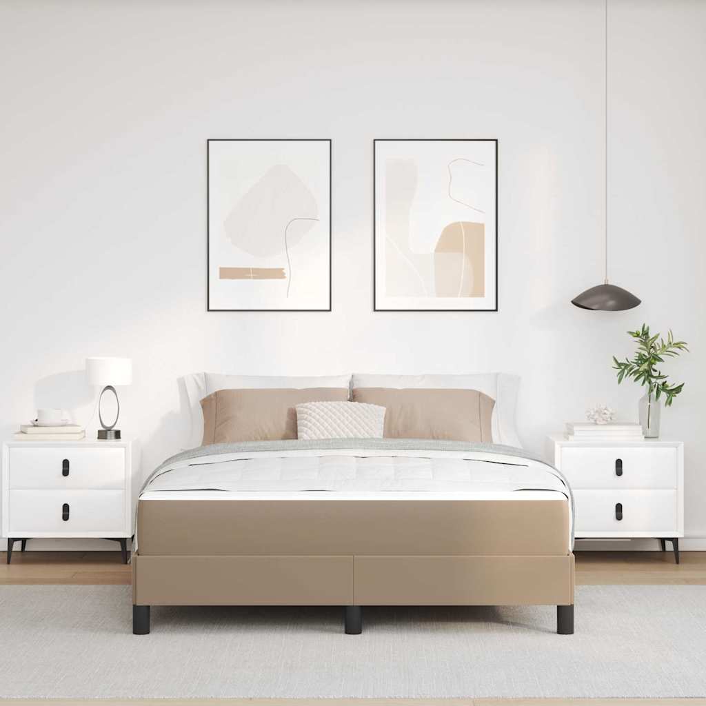 Letto con materasso Cappuccino 160 x 200 cm Pelle sintetica