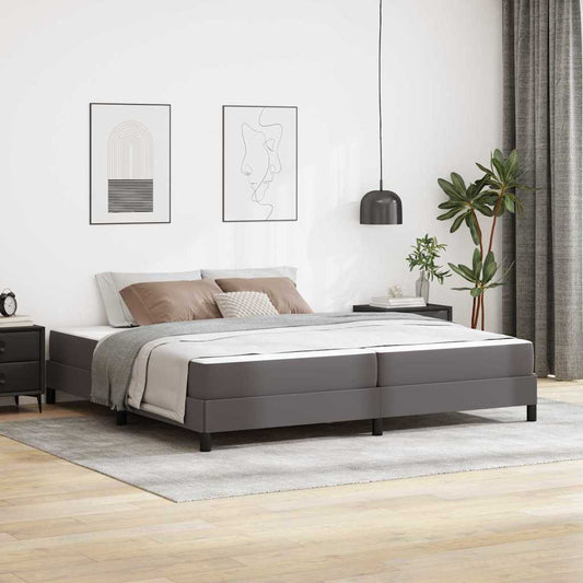 Letto con materasso Grigio 200 x 200 cm Pelle sintetica