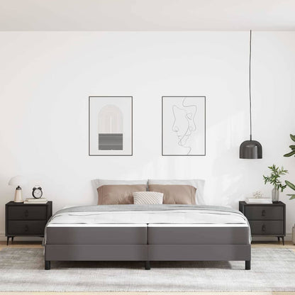 Letto con materasso Grigio 200 x 200 cm Pelle sintetica