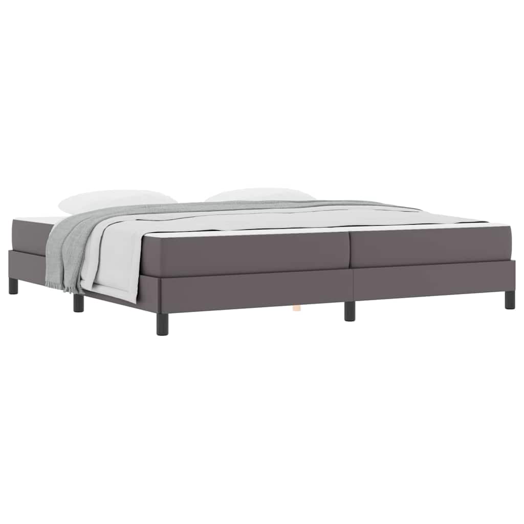 Letto con materasso Grigio 200 x 200 cm Pelle sintetica