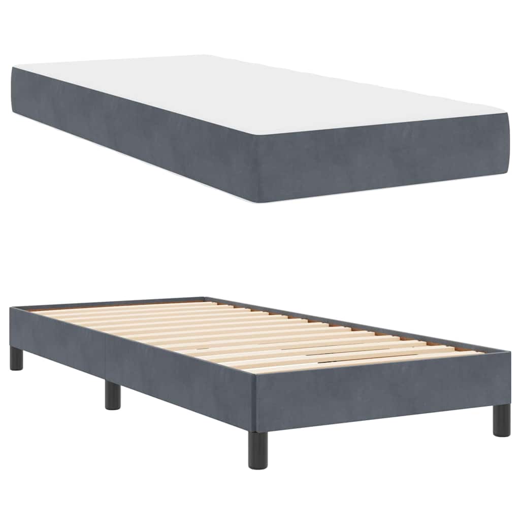 Letto box spring con materasso Grigio scuro 90 x 200 cm Velluto - homemem39
