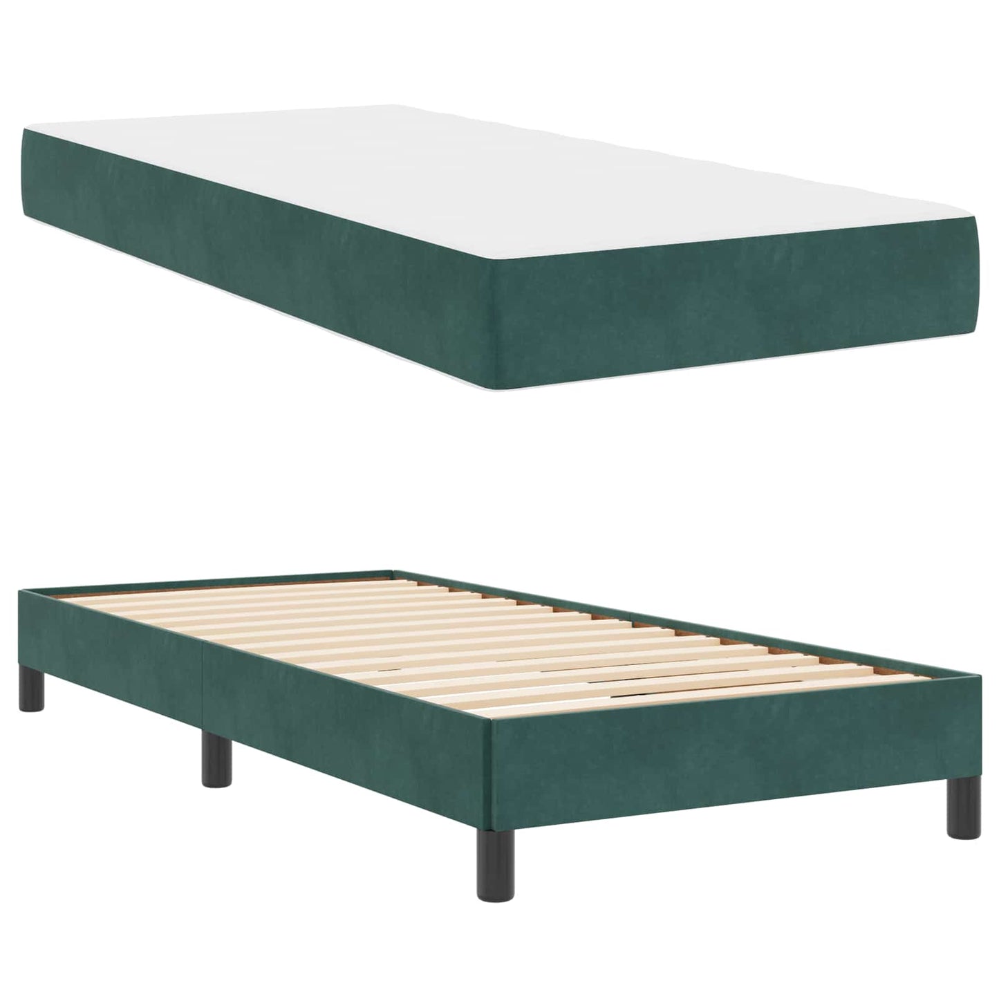 Letto a molle con materasso Verde Scuro 90 x 200 cm Tessuto | homemem39
