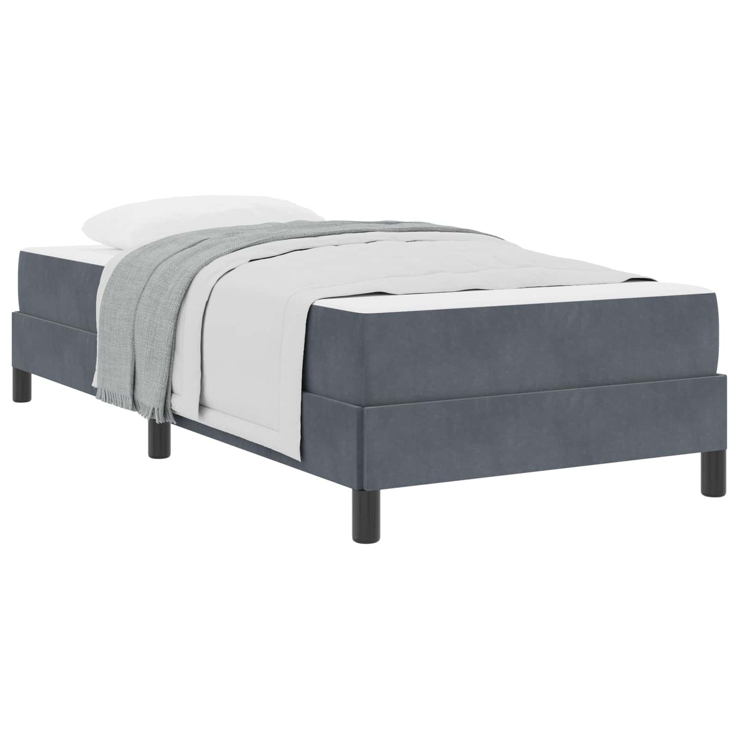Letto a molle con materasso Grigio scuro 100 x 200 cm Tessuto