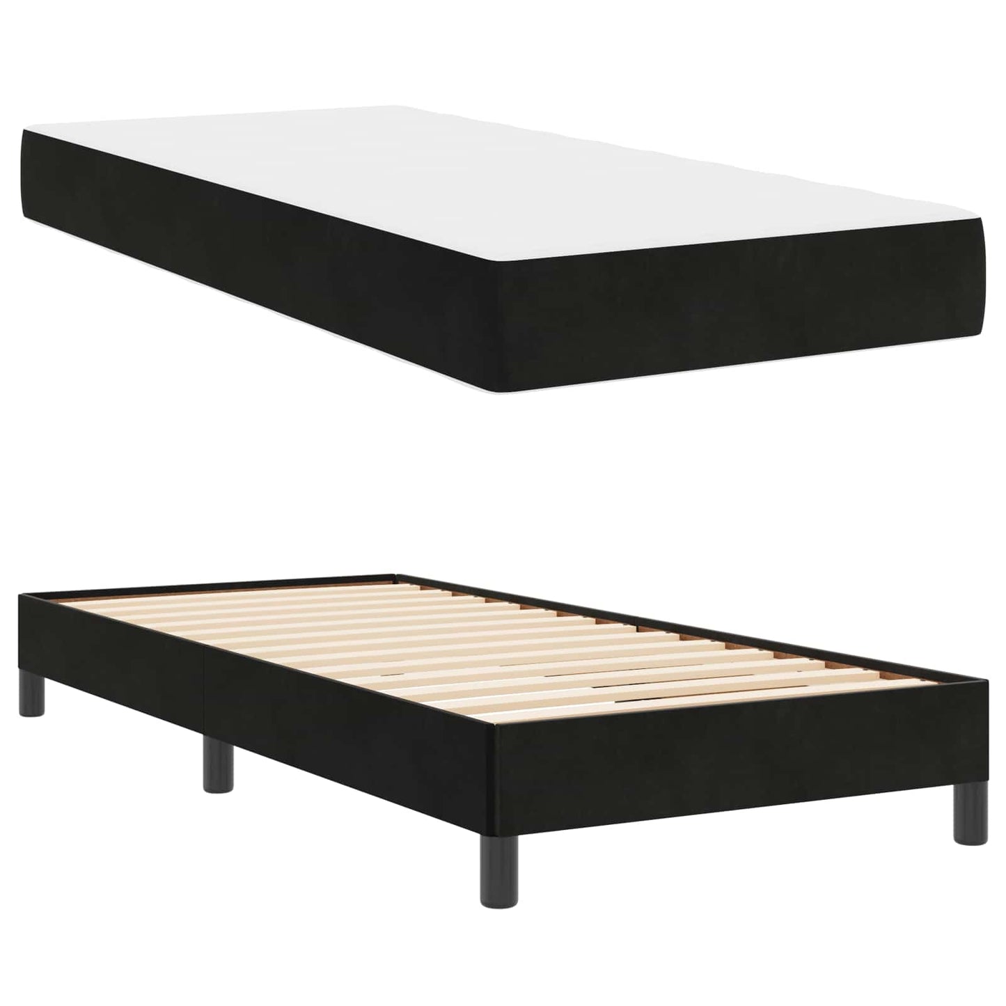 Letto a molle con materasso Nero 100 x 200 cm Tessuto | homemem39