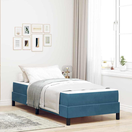 Letto box spring con materasso Blu Scuro 100 x 200 cm Velluto