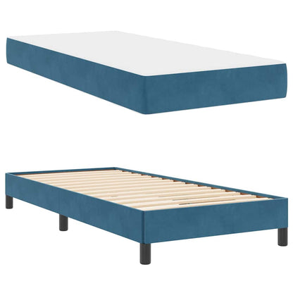 Letto box spring con materasso Blu Scuro 100 x 200 cm Velluto