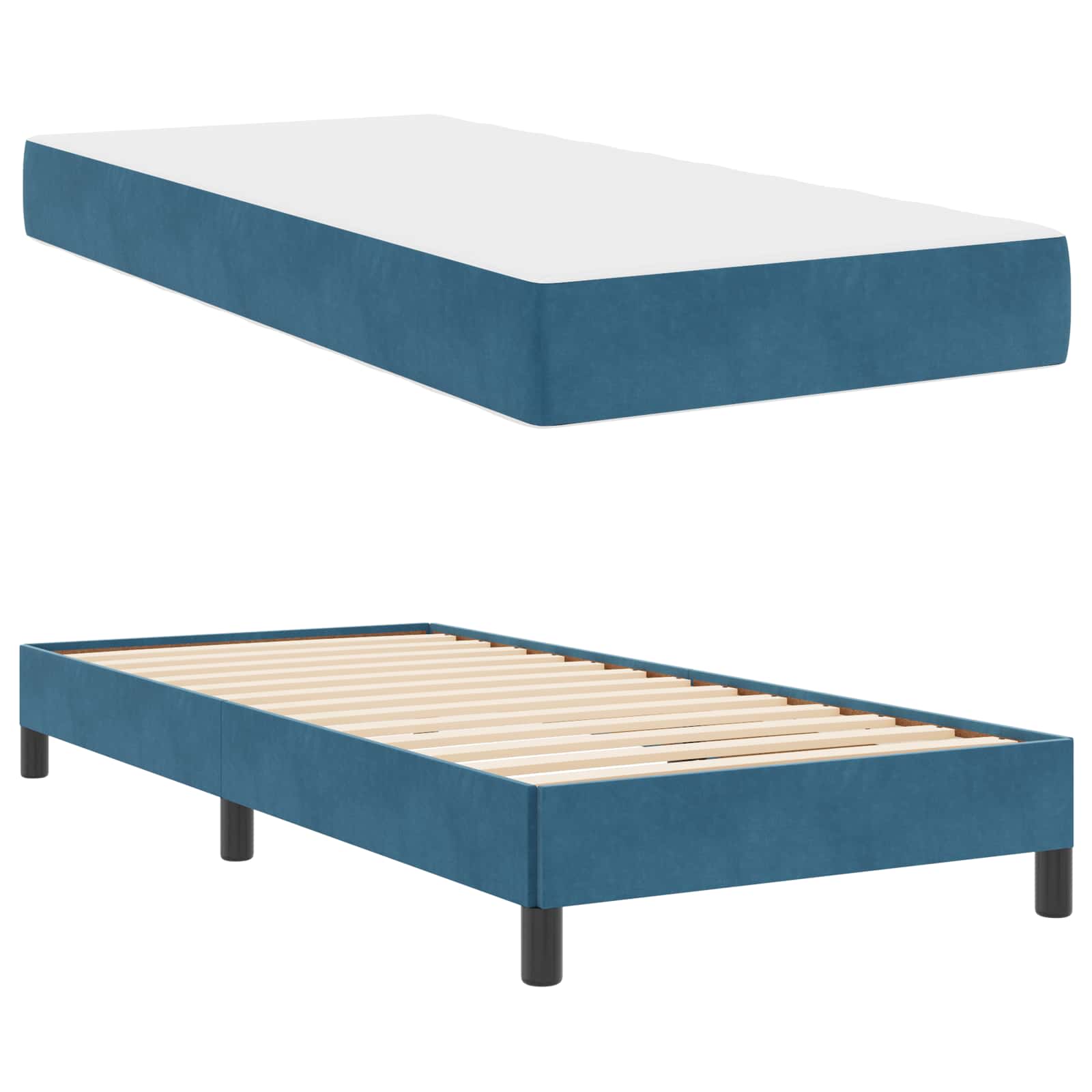 Letto a molle con materasso Blu Scuro 100 x 200 cm Tessuto | homemem39