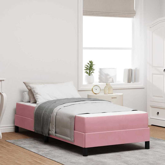 Letto box spring con materasso Rosa 100 x 200 cm Velluto