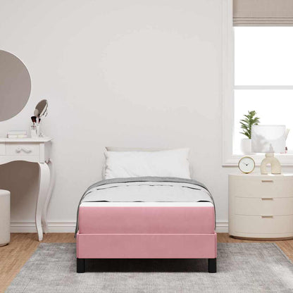 Letto box spring con materasso Rosa 100 x 200 cm Velluto