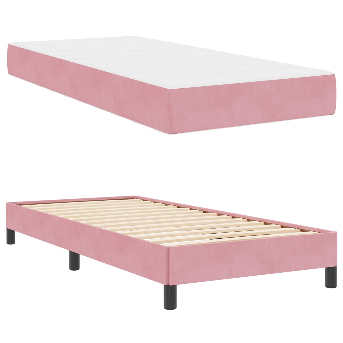 Letto a molle con materasso Rosa 100 x 200 cm Tessuto | homemem39