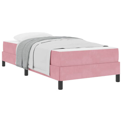Letto box spring con materasso Rosa 100 x 200 cm Velluto