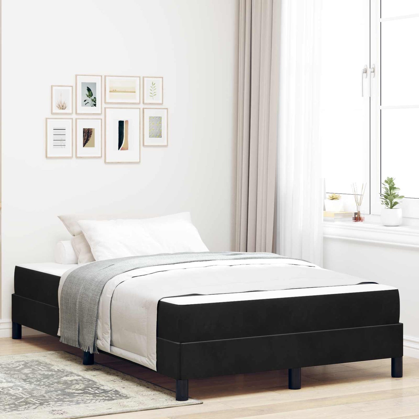 Letto a molle con materasso Nero 120 x 190 cm Tessuto | homemem39