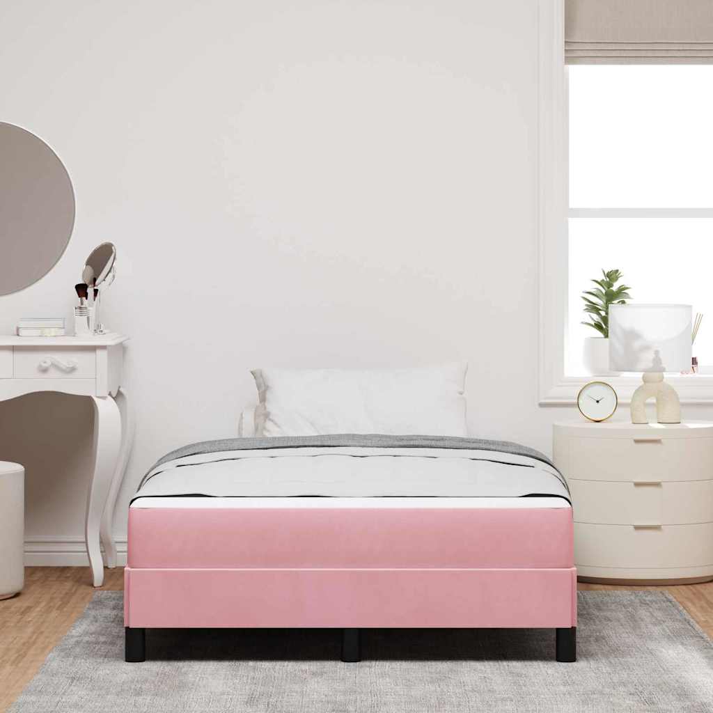Letto box spring con materasso Rosa 120 x 190 cm Velluto - homemem39