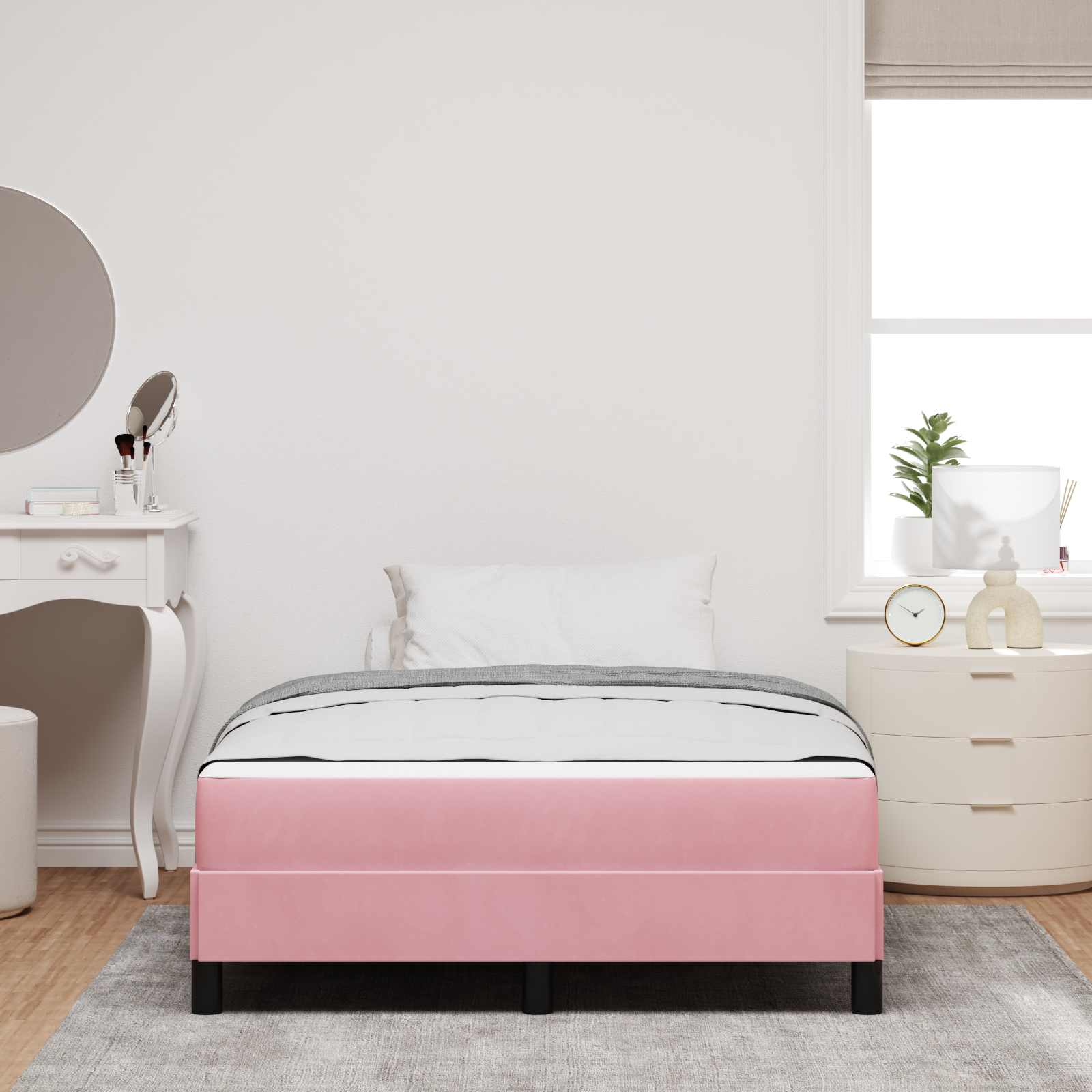 Letto a molle con materasso Rosa 120 x 190 cm Tessuto | homemem39