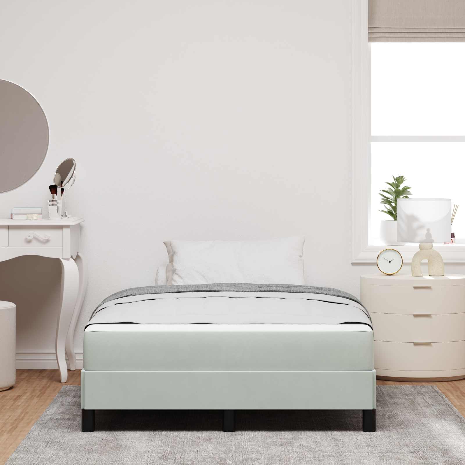 Letto a molle con materasso Grigio chiaro 120 x 200 cm Tessuto | homemem39