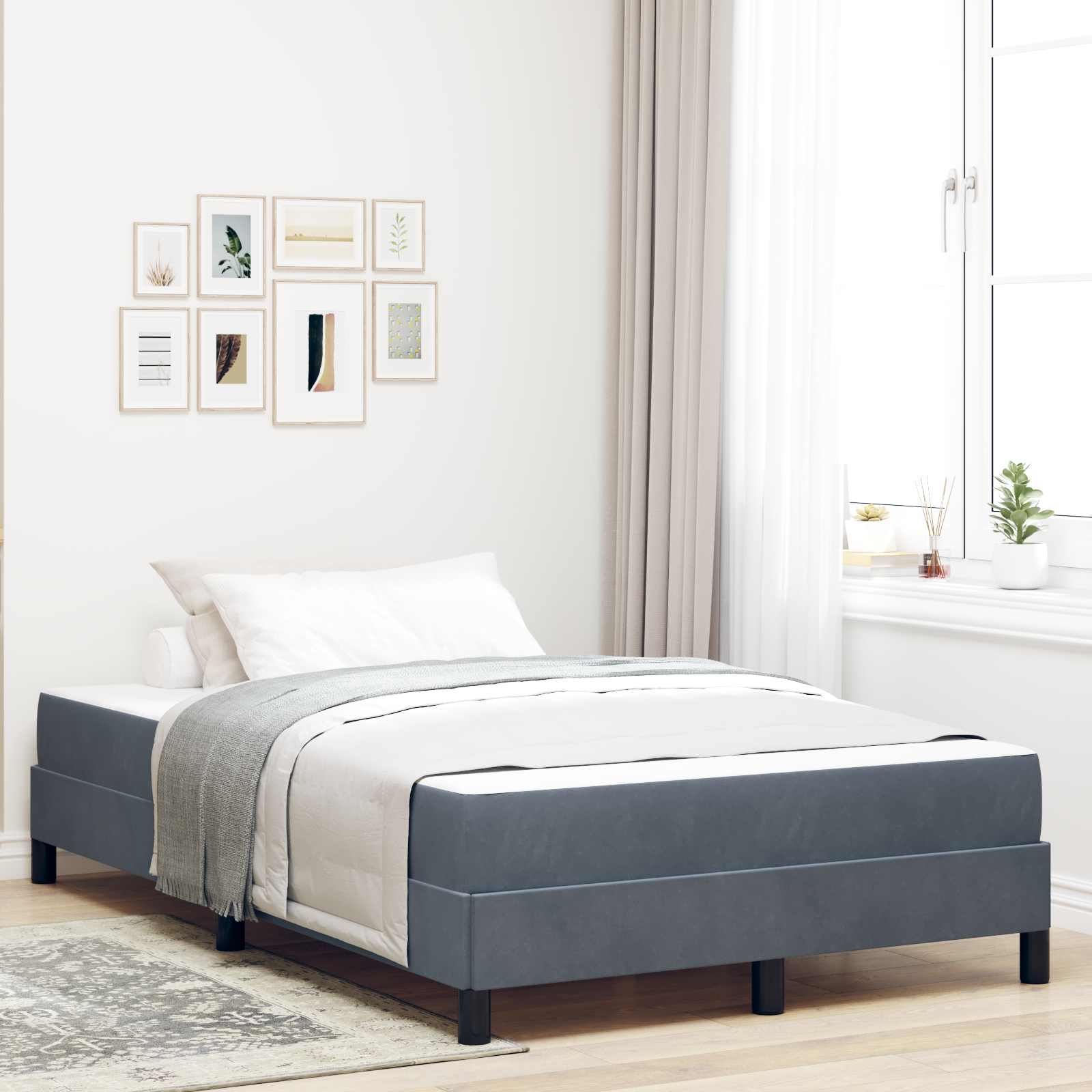 Letto a molle con materasso Grigio scuro 120 x 200 cm Tessuto | homemem39
