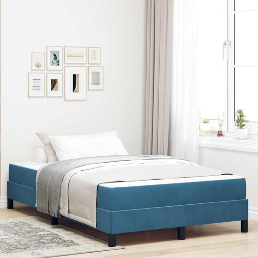 Letto box spring con materasso Blu Scuro 120 x 200 cm Velluto