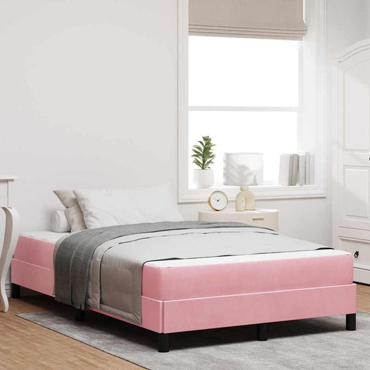 Letto a molle con materasso Rosa 120 x 200 cm Tessuto