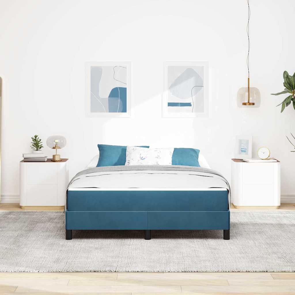 Letto box spring con materasso Blu Scuro 140 x 190 cm Velluto - homemem39