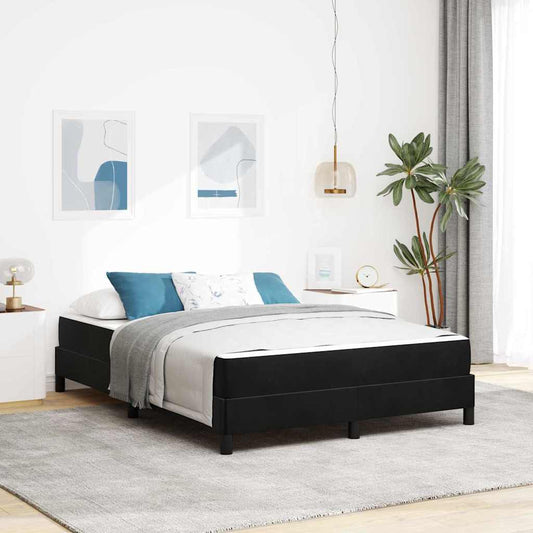 Letto box spring con materasso Nero 140 x 200 cm Velluto