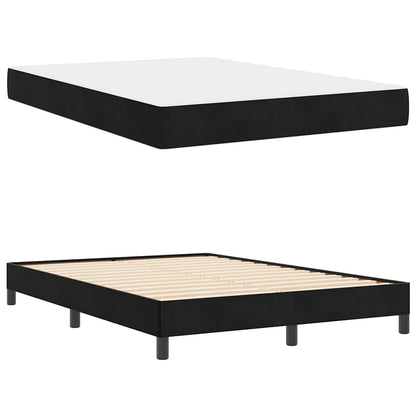 Letto box spring con materasso Nero 140 x 200 cm Velluto