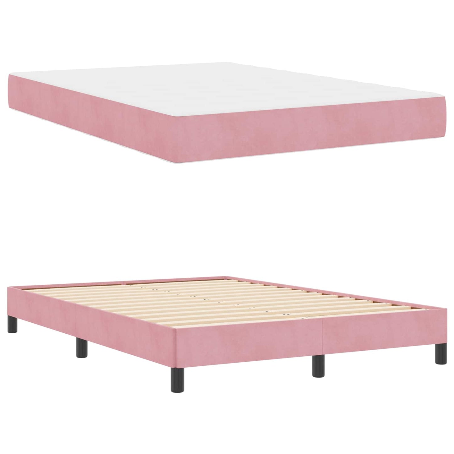 Letto a molle con materasso Rosa 140 x 200 cm Tessuto