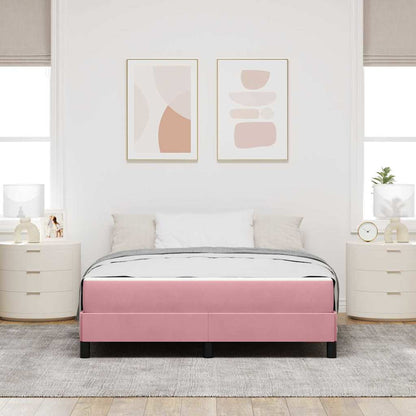 Letto box spring con materasso Rosa 160 x 200 cm Velluto