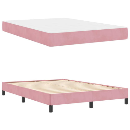 Letto box spring con materasso Rosa 160 x 200 cm Velluto