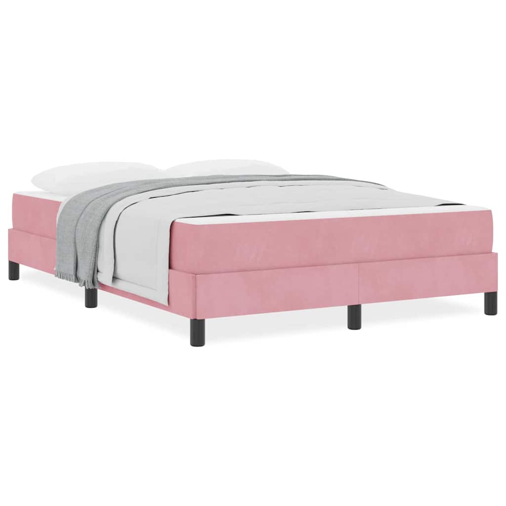 Letto box spring con materasso Rosa 160 x 200 cm Velluto