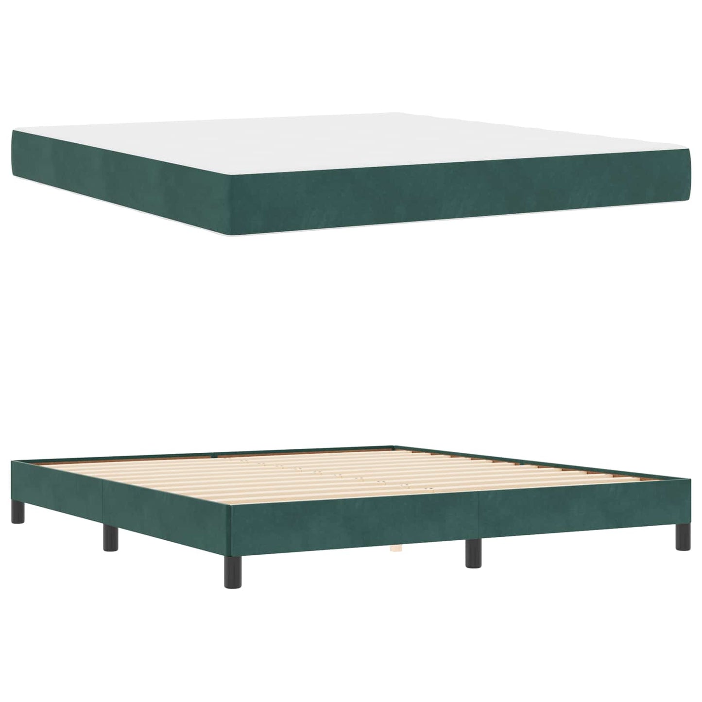 Letto a molle con materasso Verde Scuro 180 x 200 cm Tessuto