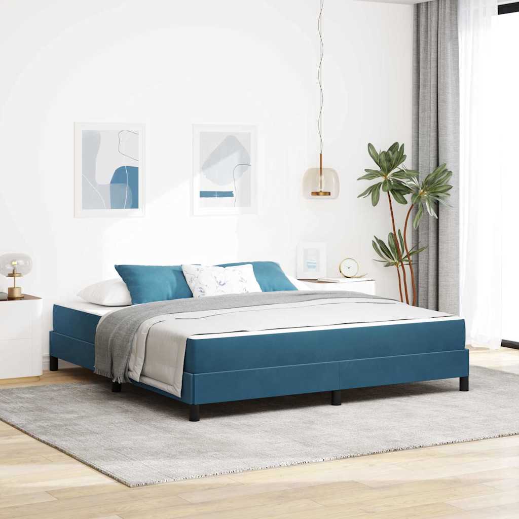 Letto box spring con materasso Blu Scuro 180 x 200 cm Velluto