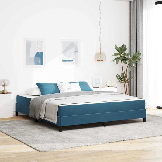 Letto box spring con materasso Blu Scuro 180 x 200 cm Velluto