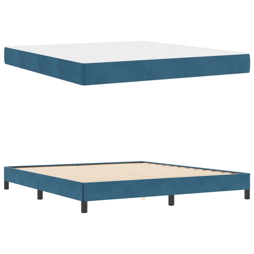 Letto box spring con materasso Blu Scuro 180 x 200 cm Velluto