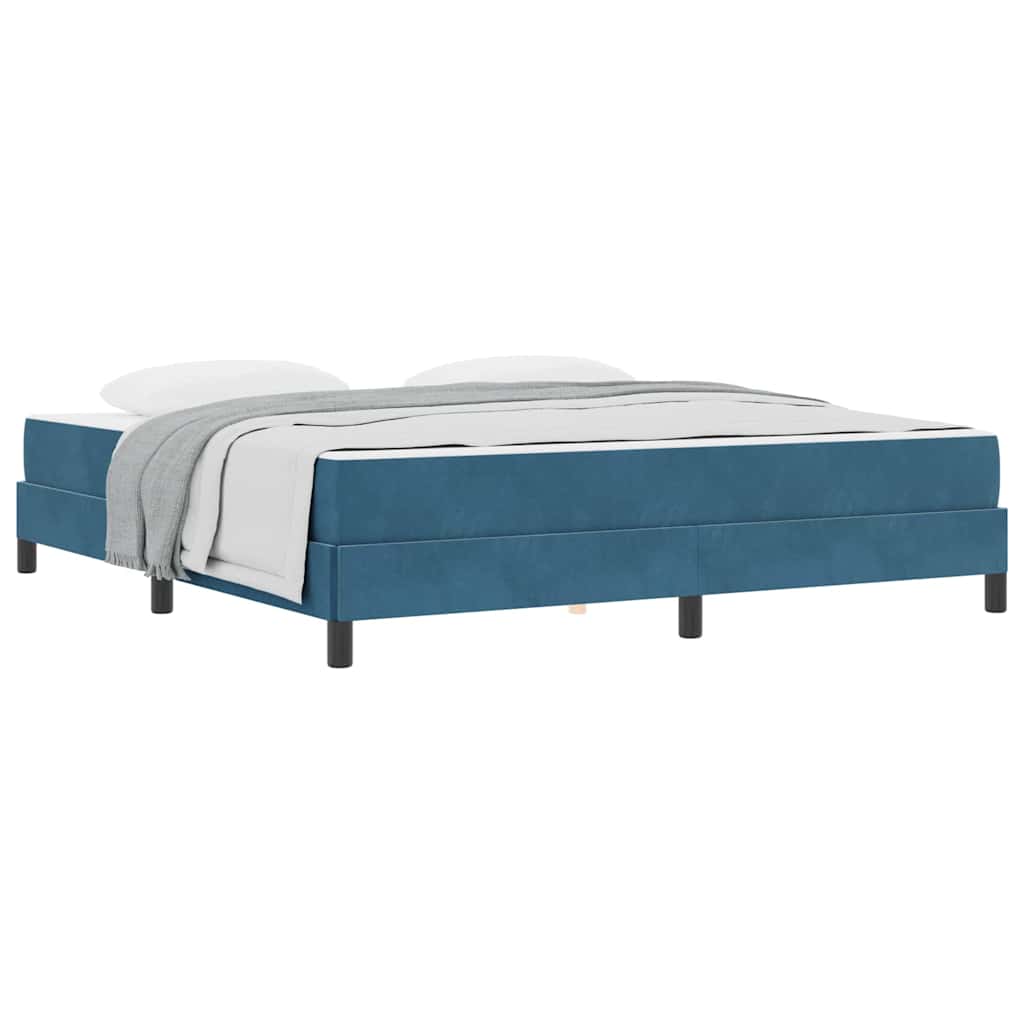 Letto box spring con materasso Blu Scuro 180 x 200 cm Velluto