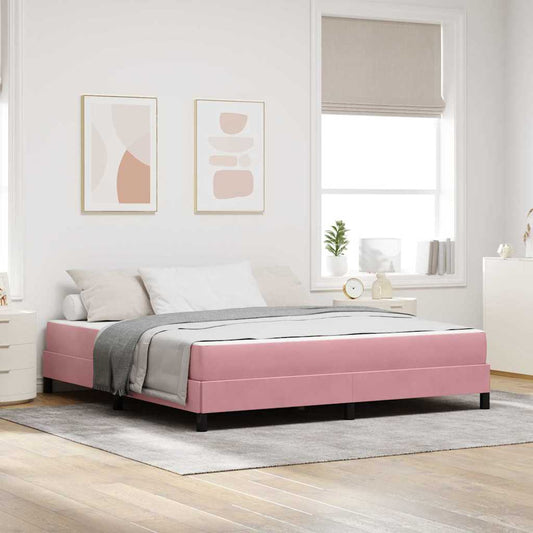 Letto box spring con materasso Rosa 180 x 200 cm Velluto