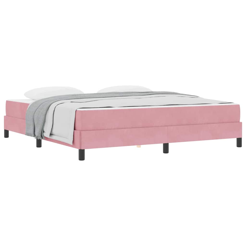 Letto box spring con materasso Rosa 180 x 200 cm Velluto