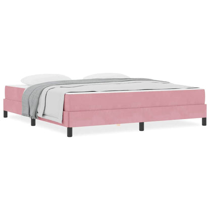 Letto box spring con materasso Rosa 180 x 200 cm Velluto