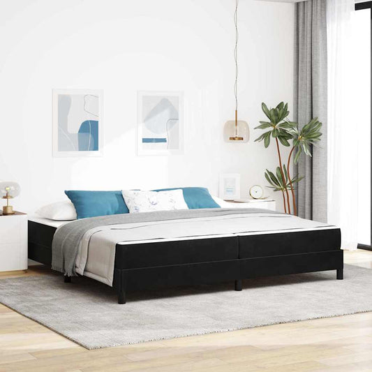 Letto box spring con materasso Nero 200 x 200 cm Velluto