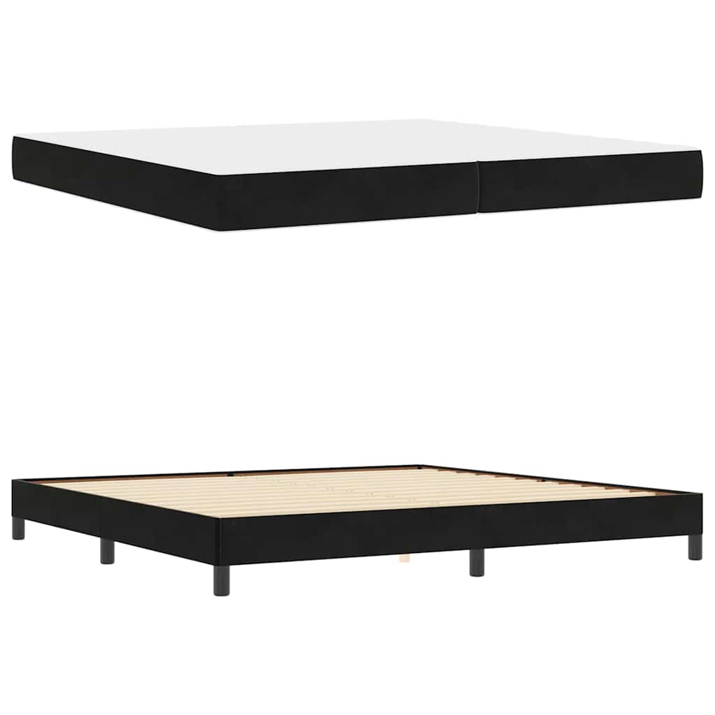 Letto box spring con materasso Nero 200 x 200 cm Velluto