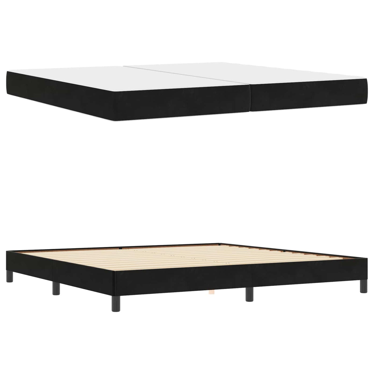 Letto a molle con materasso Nero 200 x 200 cm Tessuto | homemem39