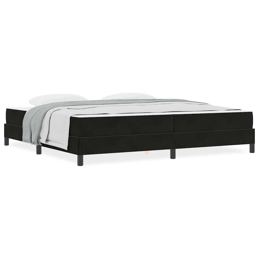 Letto box spring con materasso Nero 200 x 200 cm Velluto