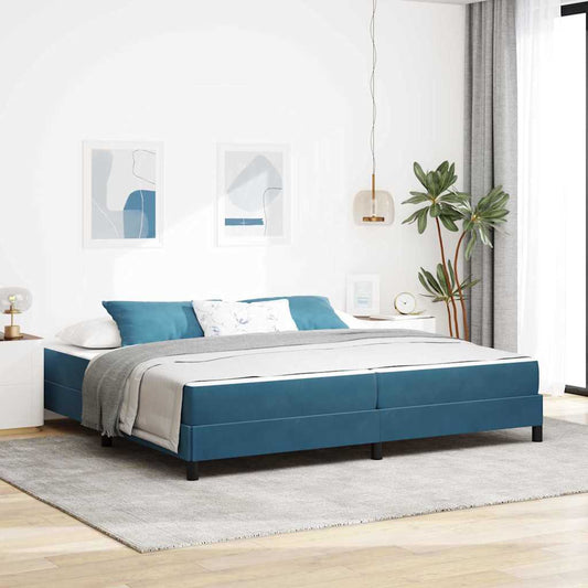 Letto box spring con materasso Blu Scuro 200 x 200 cm Velluto