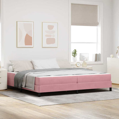 Letto box spring con materasso Rosa 200 x 200 cm Velluto