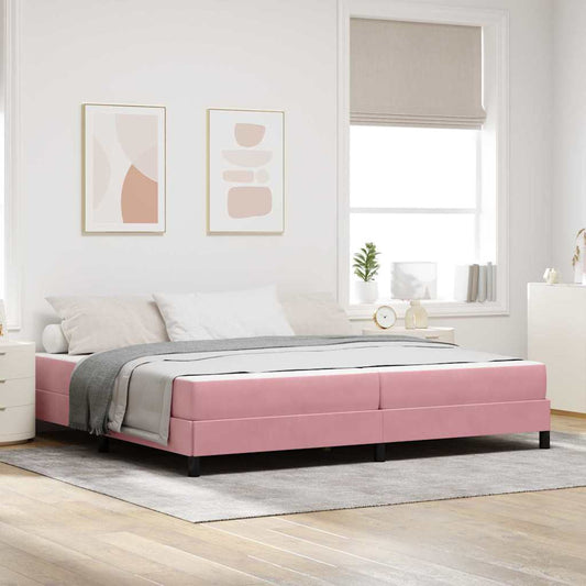 Letto box spring con materasso Rosa 200 x 200 cm Velluto