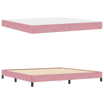 Letto box spring con materasso Rosa 200 x 200 cm Velluto