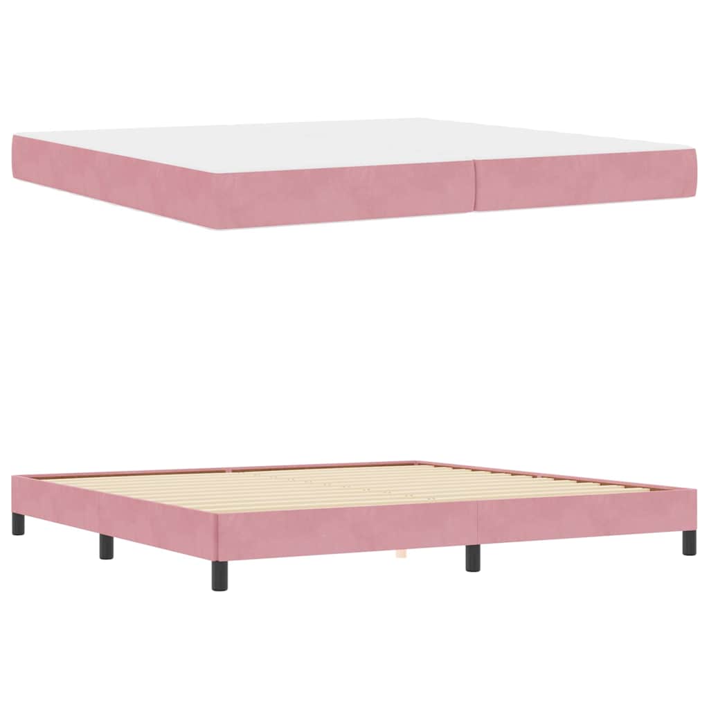Letto box spring con materasso Rosa 200 x 200 cm Velluto - homemem39