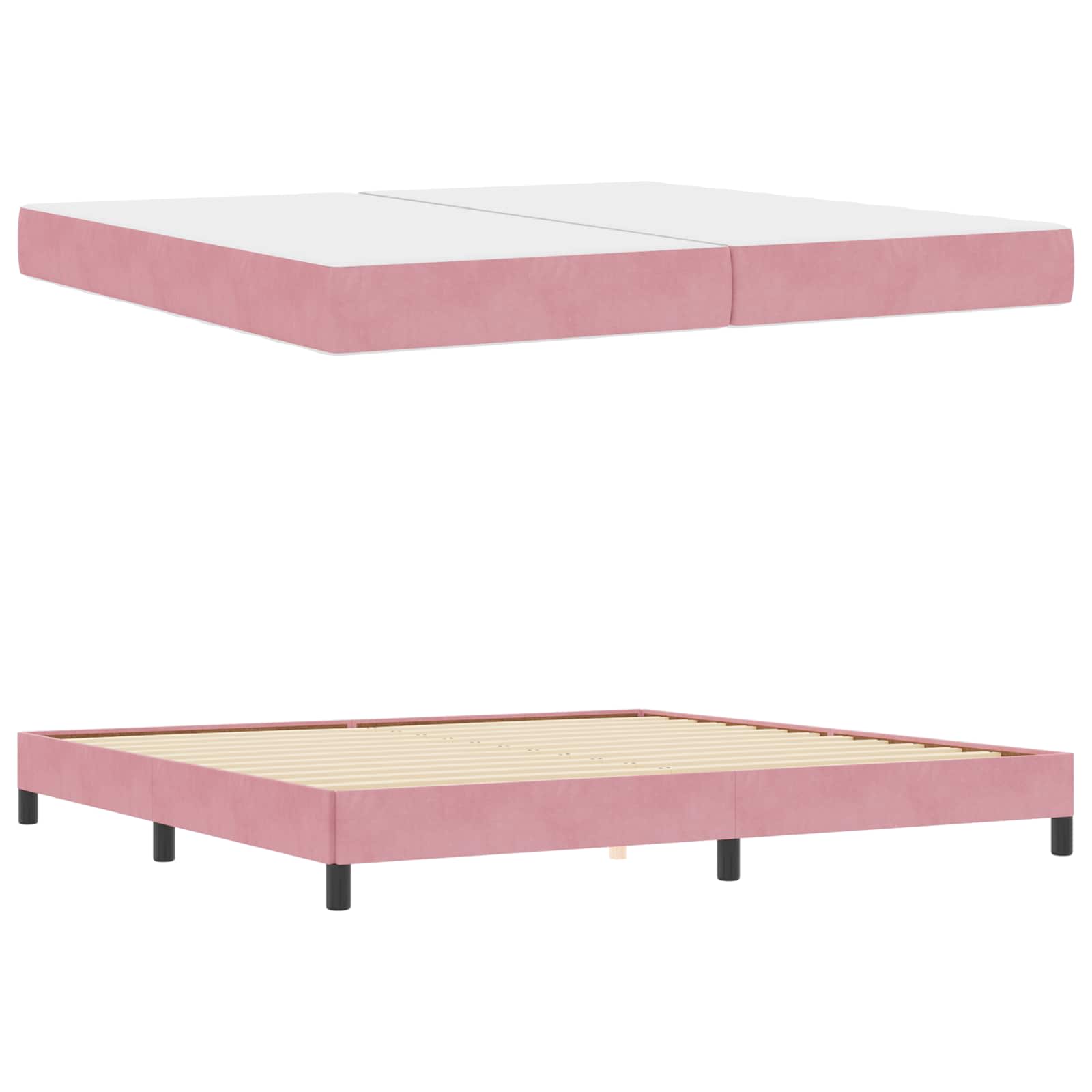 Letto a molle con materasso Rosa 200 x 200 cm Tessuto | homemem39