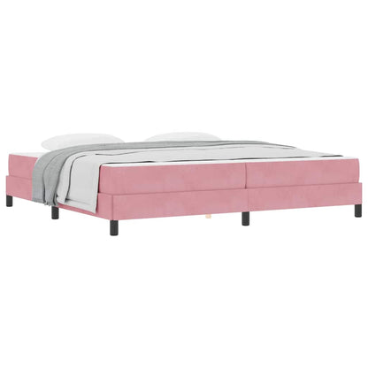 Letto box spring con materasso Rosa 200 x 200 cm Velluto