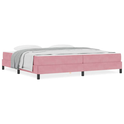 Letto box spring con materasso Rosa 200 x 200 cm Velluto