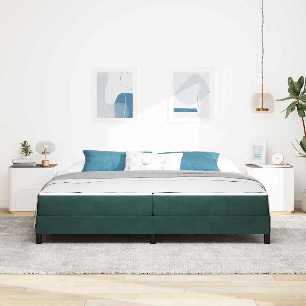 Letto box spring con materasso Verde Scuro 200 x 210 cm Velluto